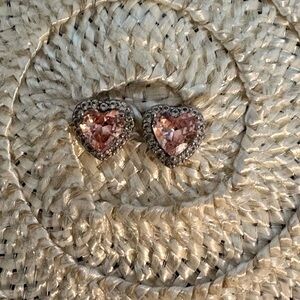 Heart-Shaped Pink and Silver 925 Earrings
